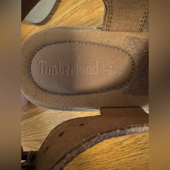 NEW TIMBERLAND BROWN LEATHER COMFORT WEDGE PLATFORM SANDALS SIZE 7 - Picture 5 of 11